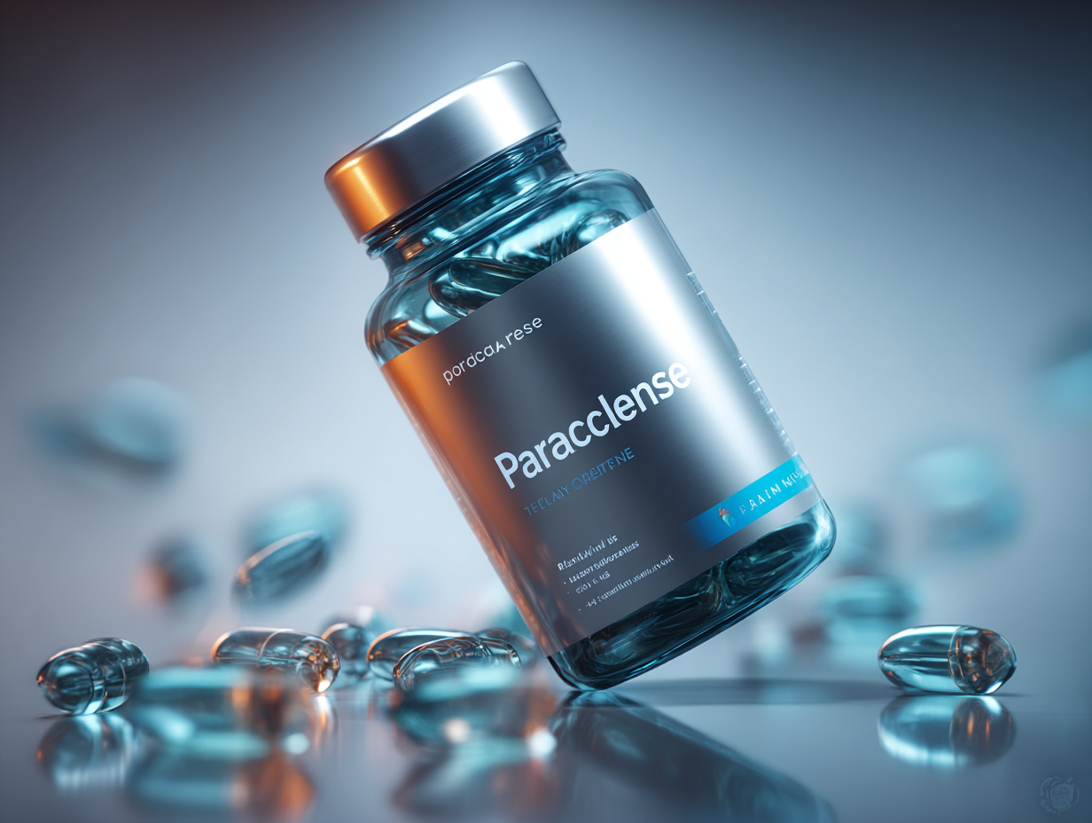 Paracclense természetes készítmény semleges háttéren, zöld csomagolásban 60 kapszulával, komplex egészségügyi támogatásra